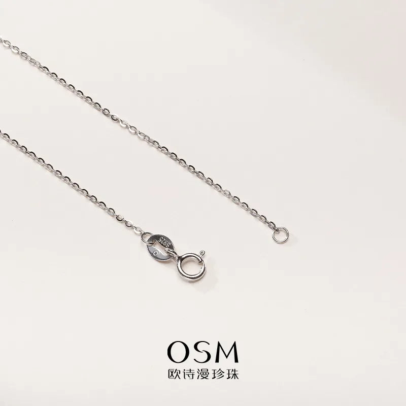 OSM Purple Pearl Necklace 11–12mm Round, S925 Silver