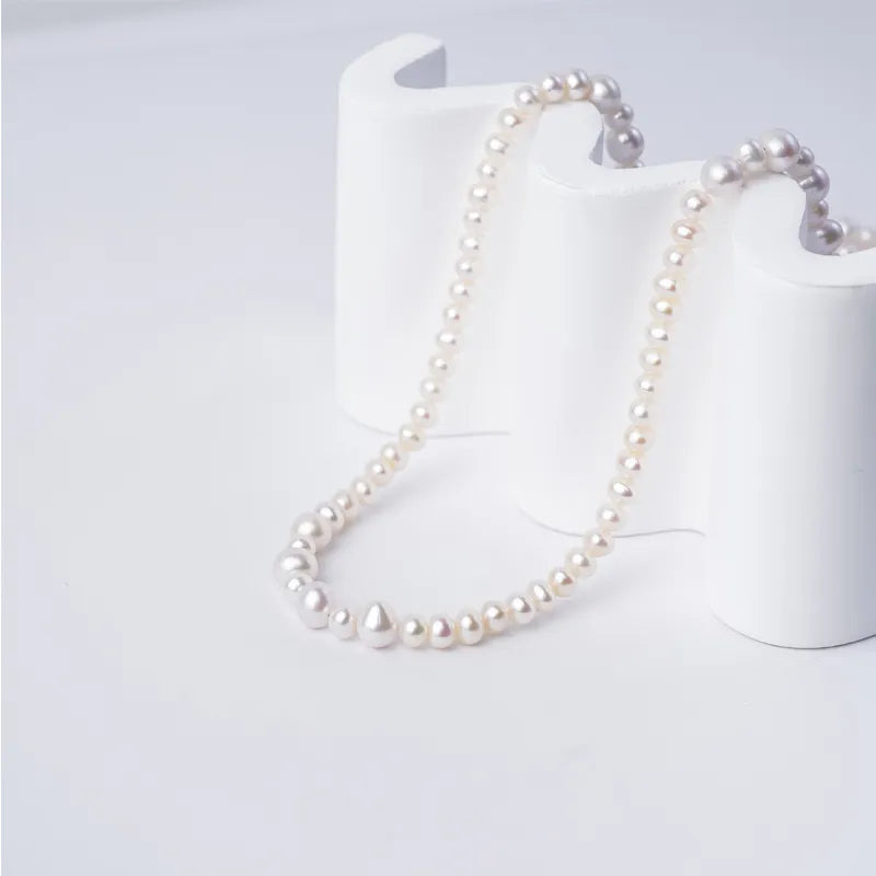 OSM White Pearl Necklace 5–8mm Nearly Round, 160cm