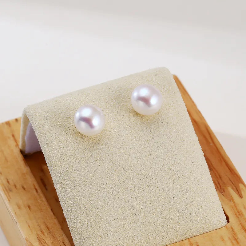 OSM Flat Round Silvery White Earrings 7–8mm S925 Silver