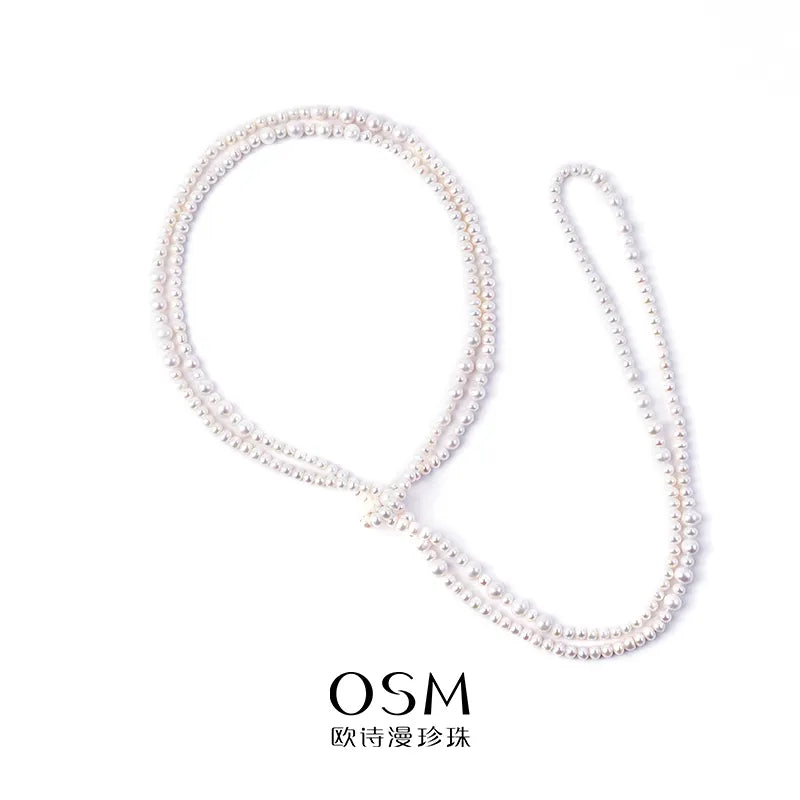 OSM White Pearl Necklace 5–8mm Nearly Round, 160cm