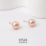 OSM Pink Pearl Earrings (7–8 mm) in Sterling Silver