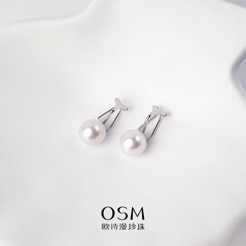 OSM Round Silvery White Earrings 10–11mm – S925 Silver