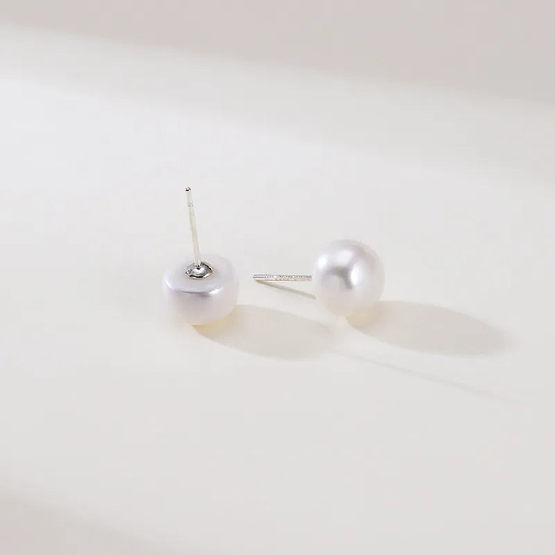 OSM Flat Round Silvery White Earrings 10–11mm – S925 Silver