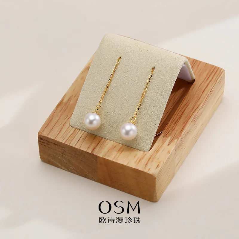 OSM Circular Silvery White Earrings 7–8mm – S925 Silver