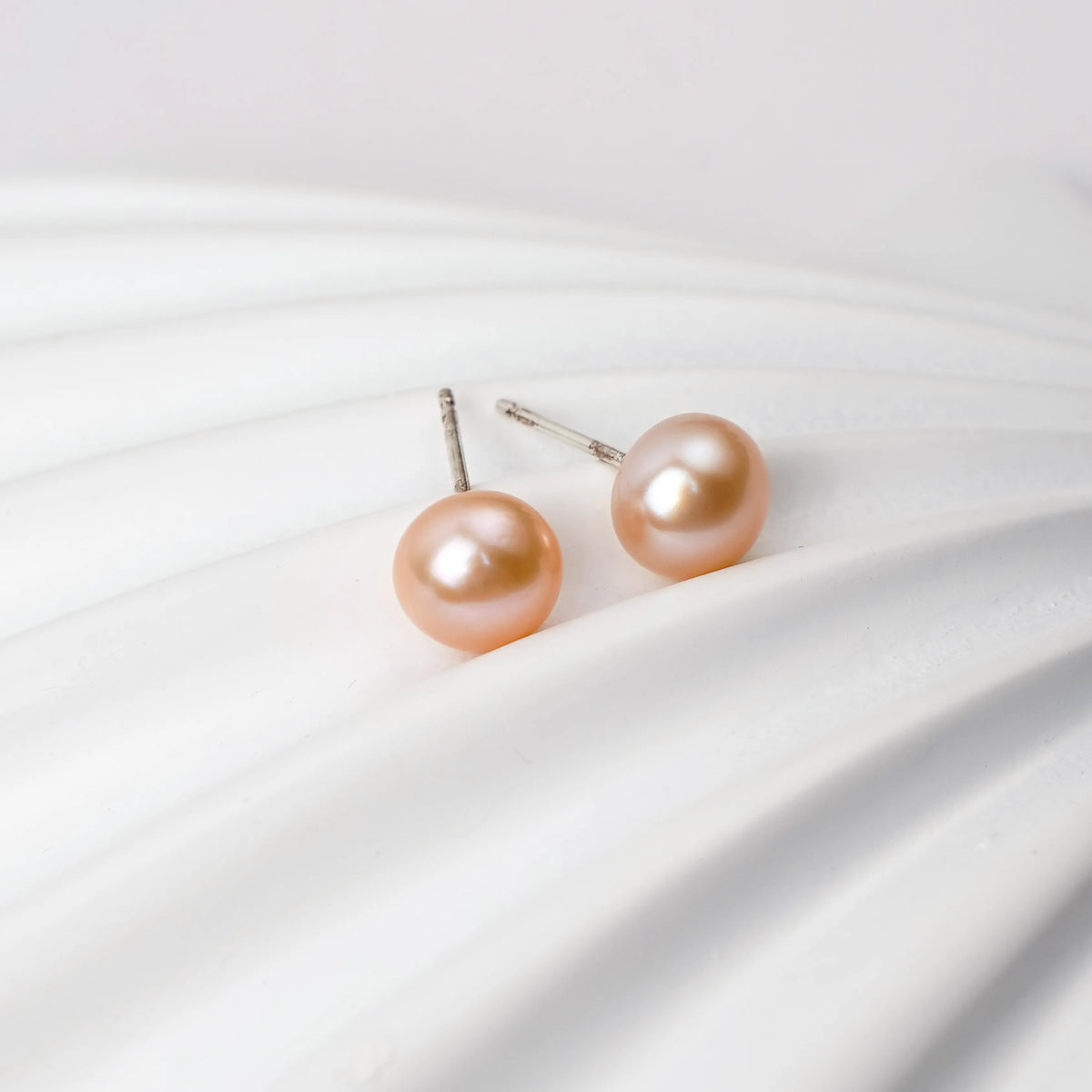 OSM Pink Pearl Earrings (7–8 mm) in Sterling Silver