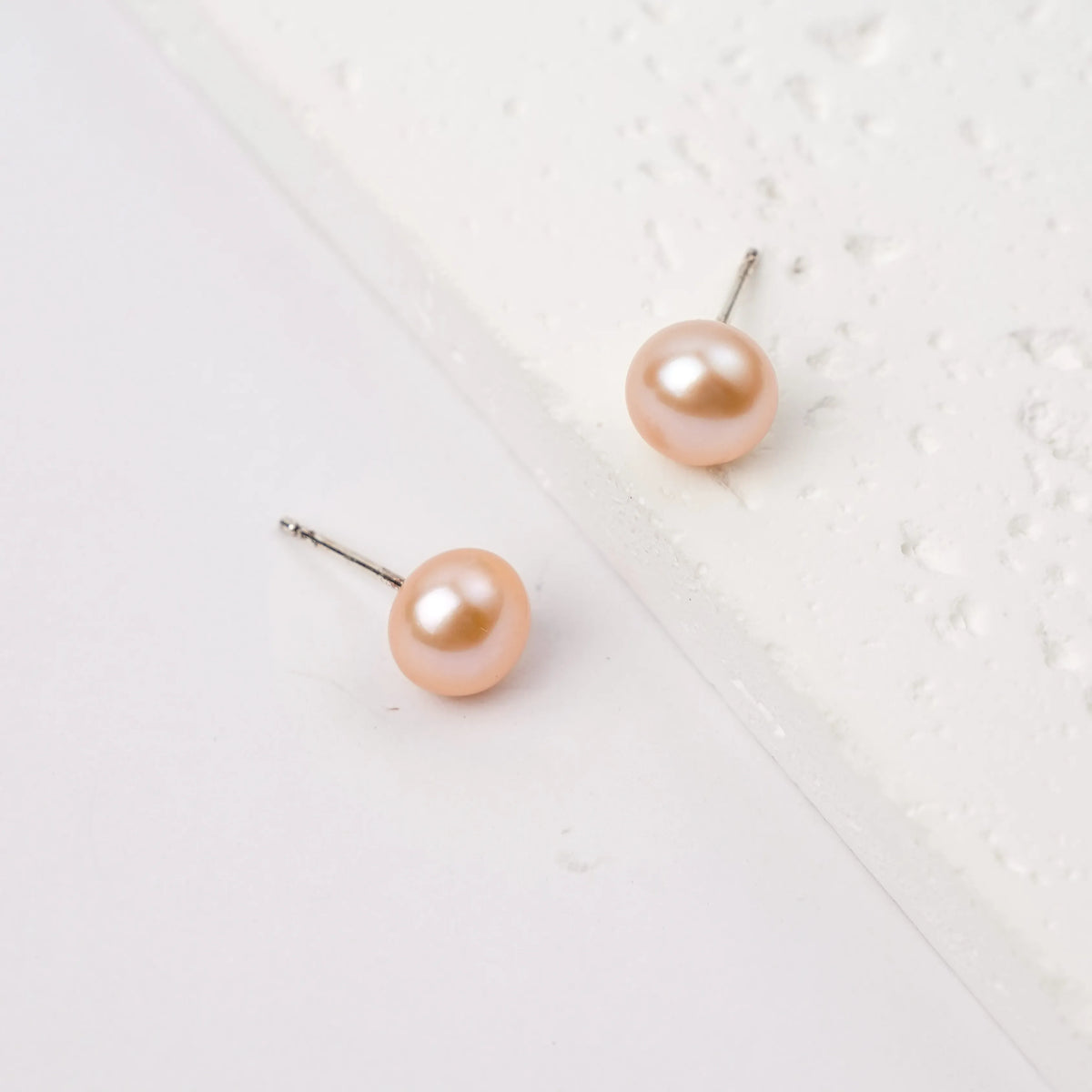 OSM Pink Pearl Earrings (7–8 mm) in Sterling Silver