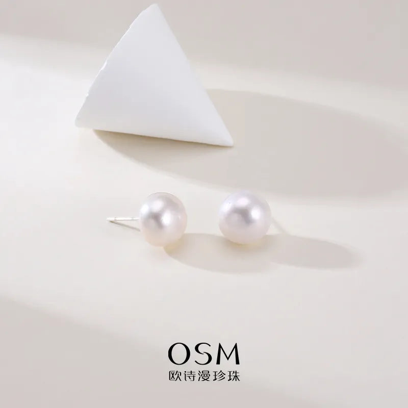 OSM Flat Round Silvery White Earrings 10–11mm – S925 Silver