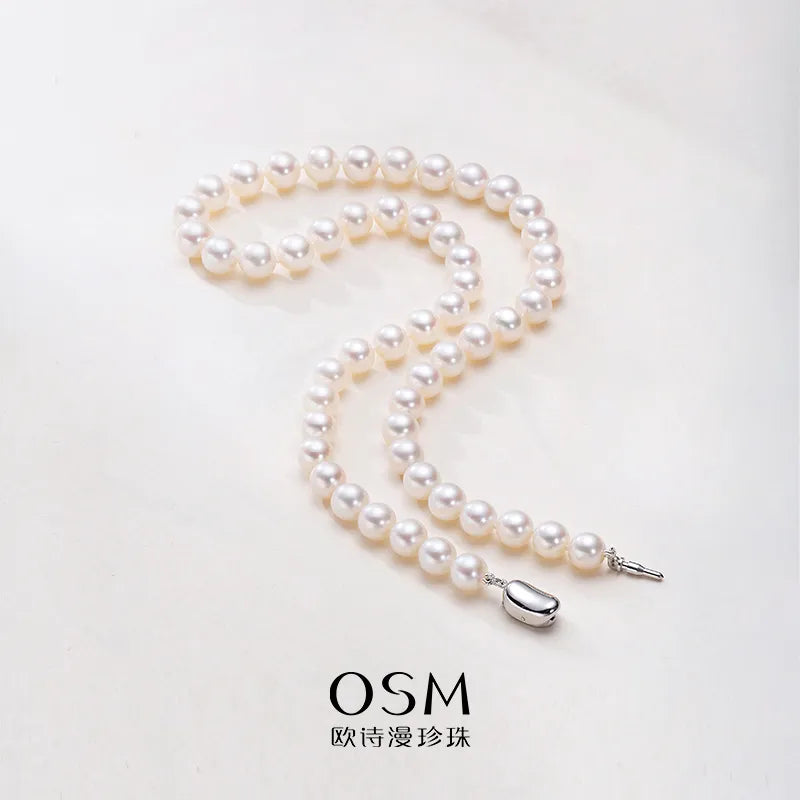 OSM Pearl Necklace 9–10 mm with S925 Sterling Silver Clasp
