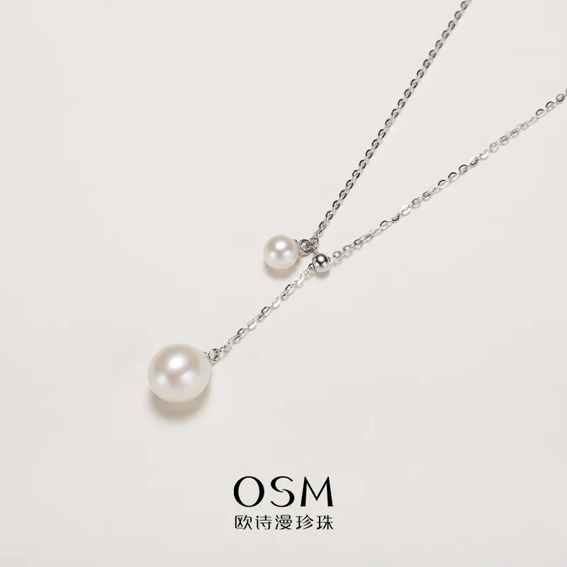 OSM Pearl Necklace 5–9 mm Oval (Teardrop) 925 Silver