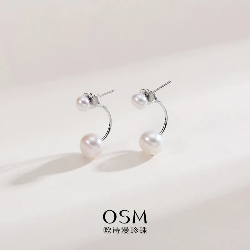 OSM Flat Round Silvery White Earrings 4–8mm – S925 Silver
