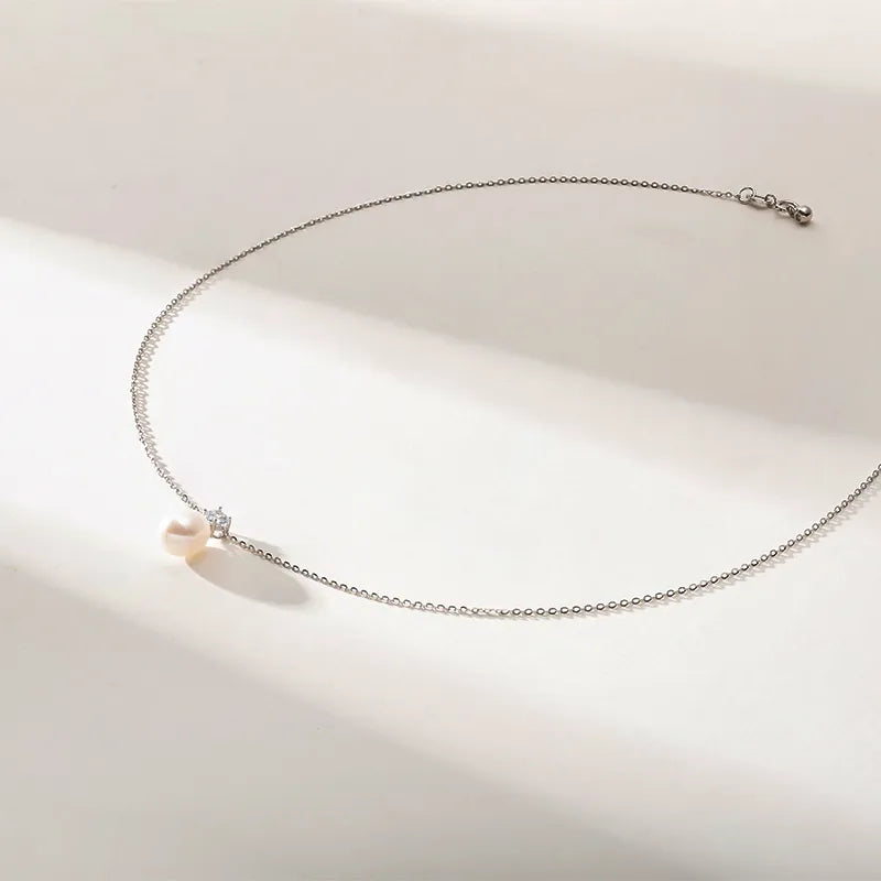OSM Teardrop White Pearl Necklace 8–9mm, S925 Silver