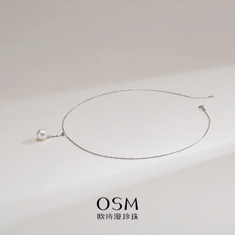 OSM Teardrop White Pearl Necklace 10–11mm, S925 Silver