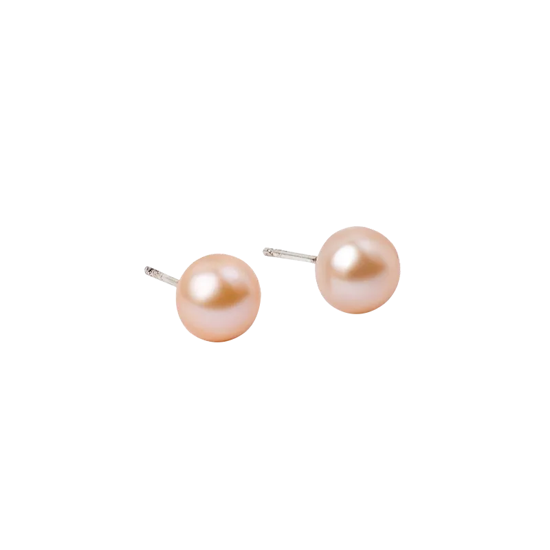 OSM Pink Pearl Earrings (7–8 mm) in Sterling Silver