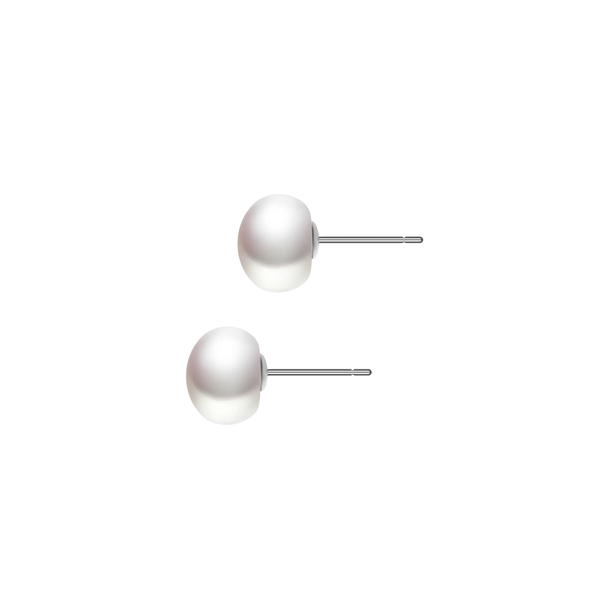OSM Flat Round Silvery White Earrings 7–8mm S925 Silver