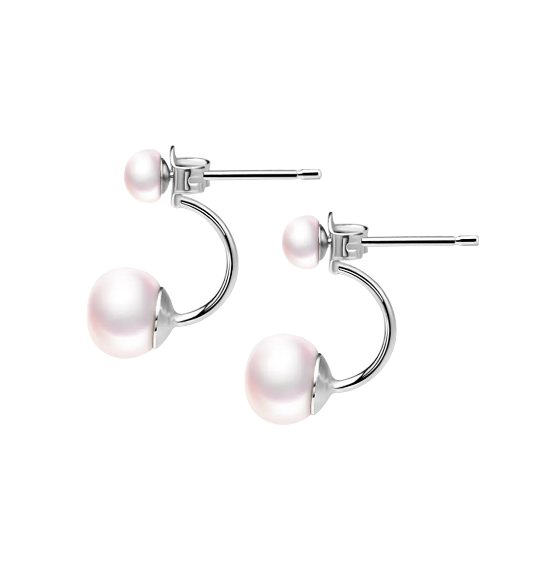 OSM Flat Round Silvery White Earrings 4–8mm – S925 Silver