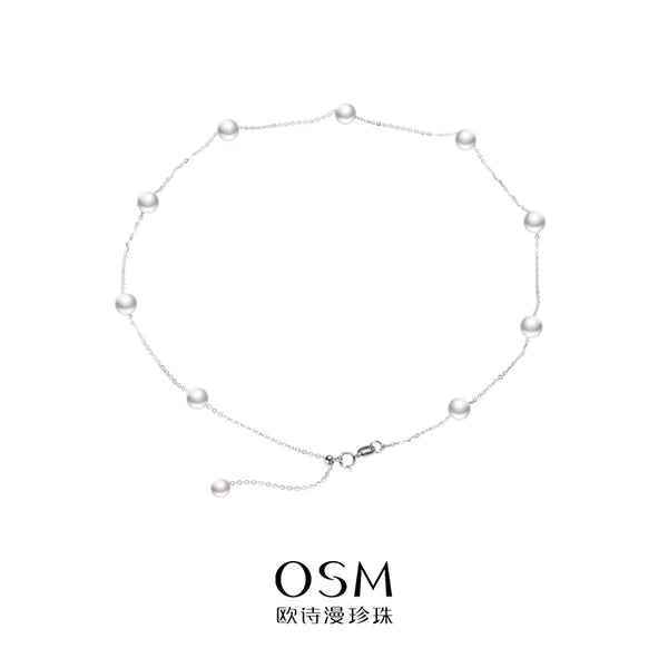 OSM White Pearl Necklace 6–7 mm 925 Silver