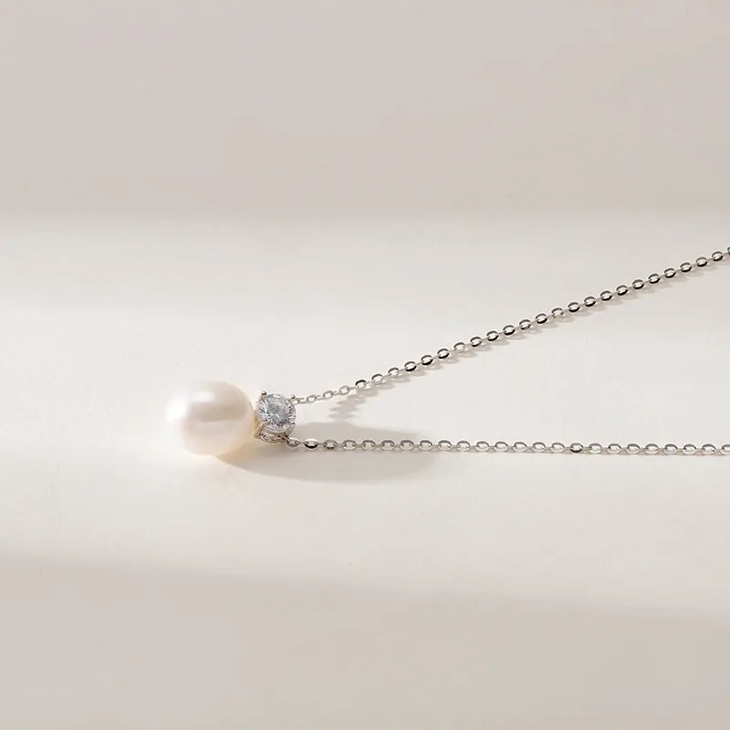 OSM Teardrop White Pearl Necklace 8–9mm, S925 Silver