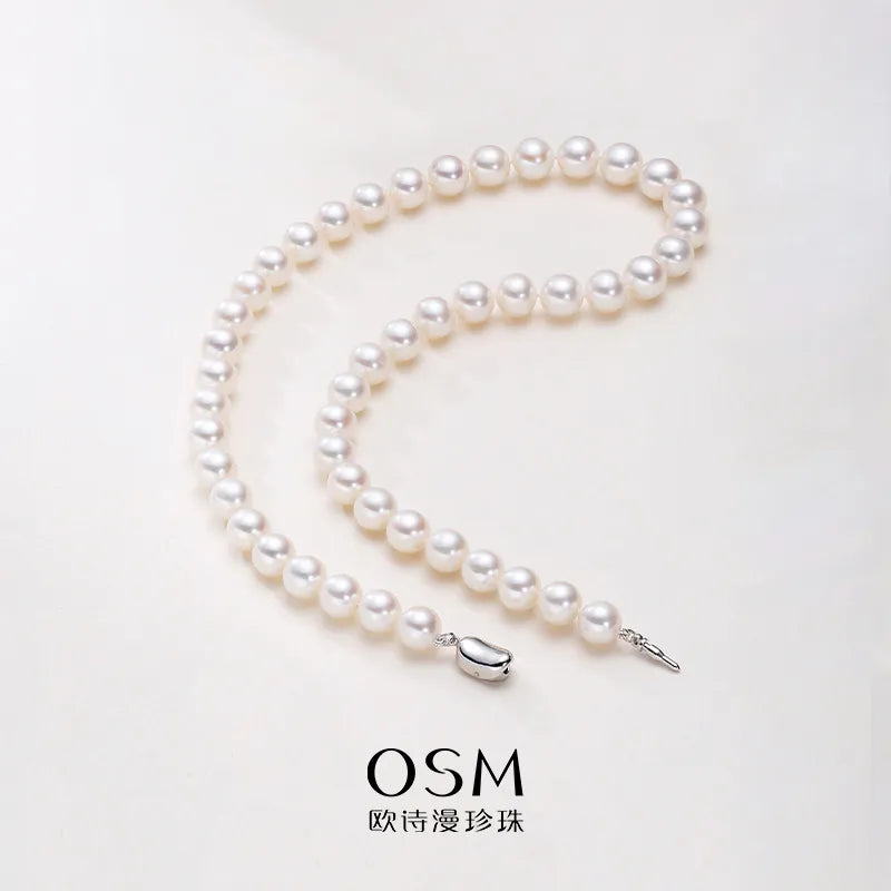 OSM Pearl Necklace 9–10 mm with S925 Sterling Silver Clasp